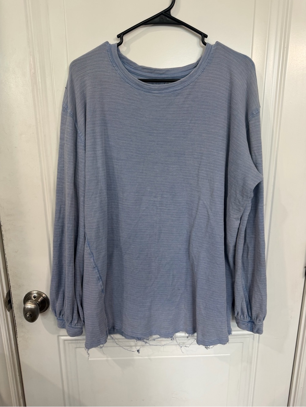 We the free Light Blue distressed Long-Sleeve Women's Top